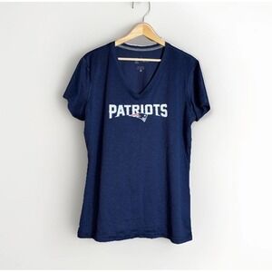 Nike Dri Fit New England Patriots Womens V-Neck Tee  XL Shirt Short Sleeve‎ Blue